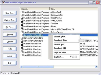 Free Window Registry Repair screenshot 3