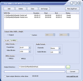 Free WMV to AVI MPEG Converter screenshot 2