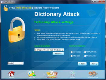 FREE Word Excel password recovery Wizard screenshot 3