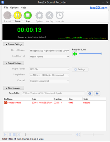 Free2X Sound Recorder screenshot