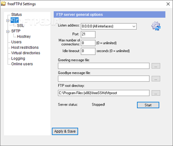 freeFTPd screenshot