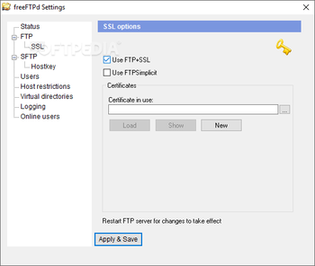 freeFTPd screenshot 2