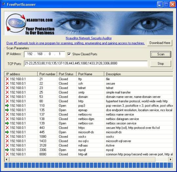FreePortScanner screenshot