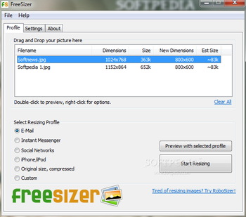 FreeSizer screenshot