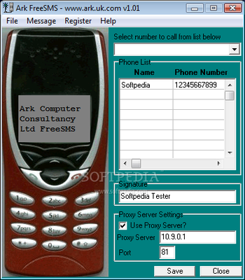 FreeSMS screenshot