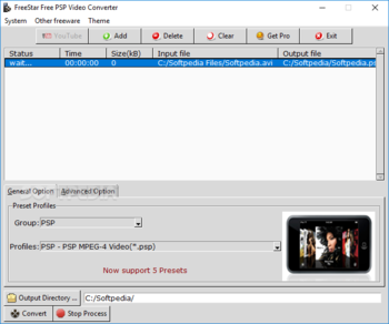 FreeStar Free PSP Video Converter screenshot