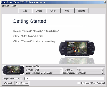 FreeStar Free PSP Video Converter Freeware screenshot