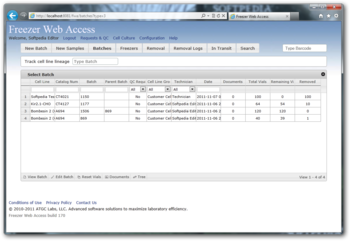 Freezer Web Access screenshot