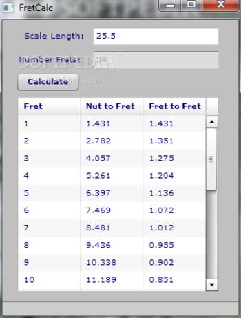 FretCalc screenshot