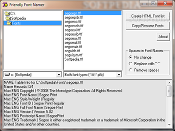 Friendly Font Namer screenshot