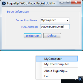FugueUp WOL Magic Packet Utility screenshot