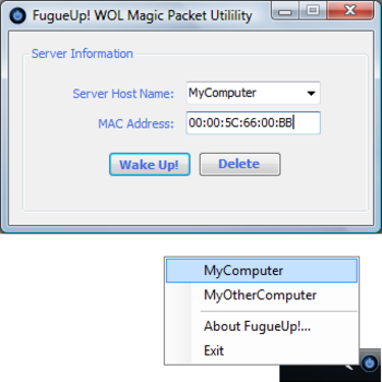 FugueUp! WOL Magic Packet Utility screenshot