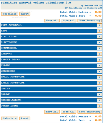 Furniture Removal Volume Calculator screenshot