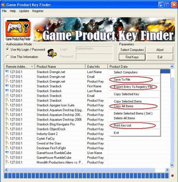 Game Product Key Finder screenshot