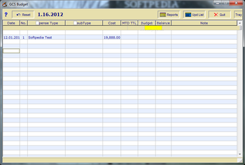 GCS Budget screenshot