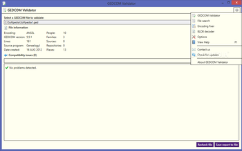 GEDCOM Validator screenshot