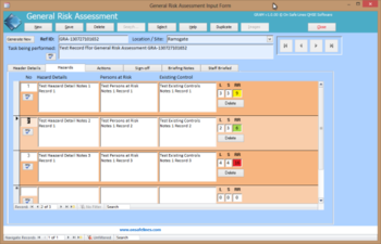 General Risk Assessment Management screenshot