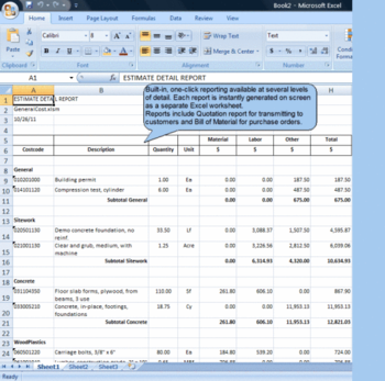 GeneralCost Estimator for Excel screenshot