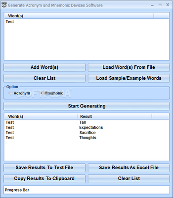 Generate Acronym and Mnemonic Device Software screenshot 2