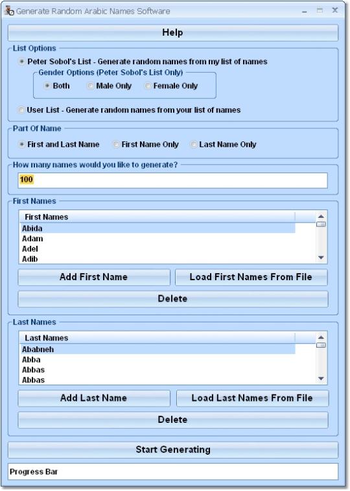 Generate Random Arabic Names Software screenshot