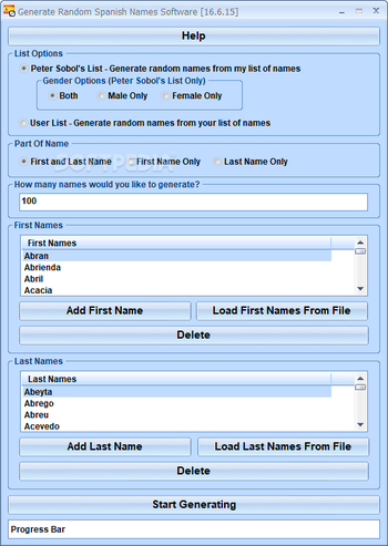 Generate Random Spanish Names Software screenshot