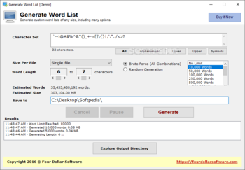 Generate Word List screenshot