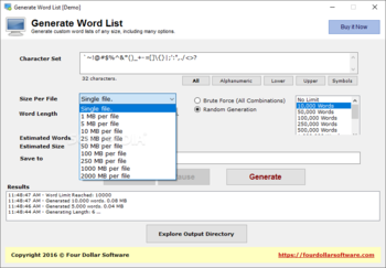 Generate Word List screenshot 2