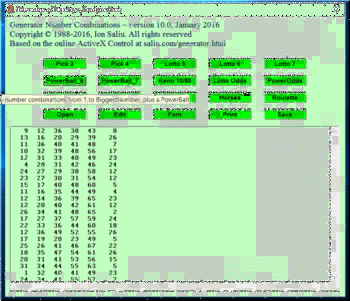 Generator of Numbers, Combinations screenshot