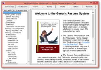 Generic Resume Reporting Tool screenshot