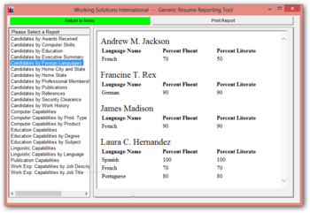 Generic Resume Reporting Tool screenshot 4
