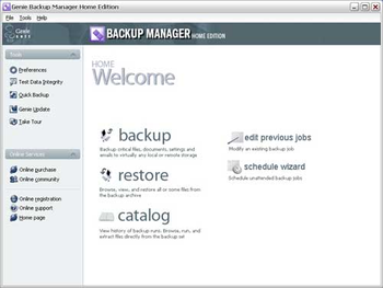 Genie Backup Manager Home Edition screenshot