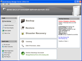 Genie Backup Manager Server  screenshot