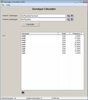 Genotype Calculator screenshot