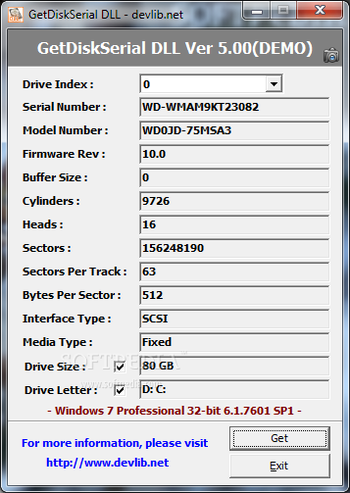 GetDiskSerial.DLL screenshot