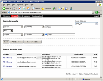 GFI MailArchiver for Exchange screenshot 2