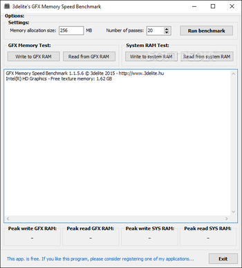 GFX Memory Speed Benchmark screenshot