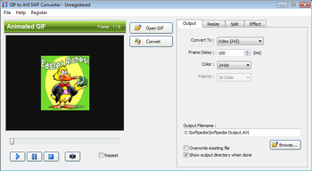 GIF to AVI SWF Converter screenshot