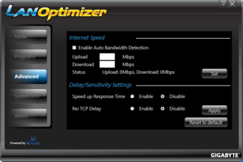 GIGABYTE LAN Optimizer screenshot 2