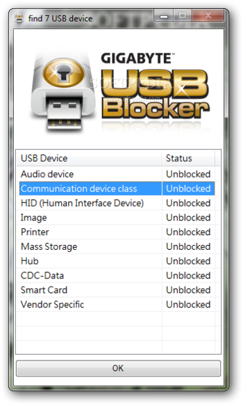 GIGABYTE USB Blocker screenshot