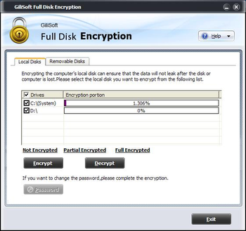 GiliSoft Full Disk Encryption screenshot