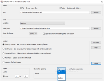GIRDAC PDF to Word Converter screenshot