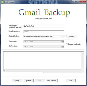 GMail Backup screenshot