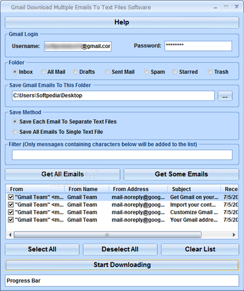 Gmail Download Multiple Emails To Text Files Software screenshot
