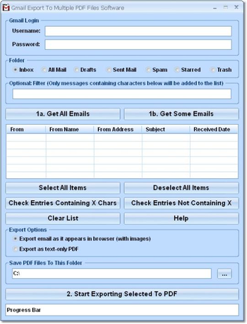 Gmail Export To Multiple PDF Files Software screenshot