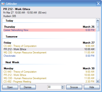 GMinder screenshot 2