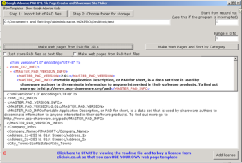 Google Adsense PAD XML Web Page Creator screenshot