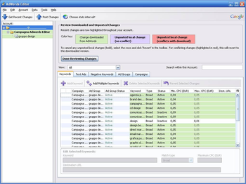Google AdWords Editor screenshot