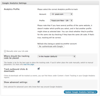 Google Analytics for WordPress screenshot