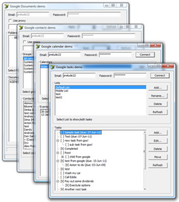 Google Calendar and Contacts Component screenshot 2
