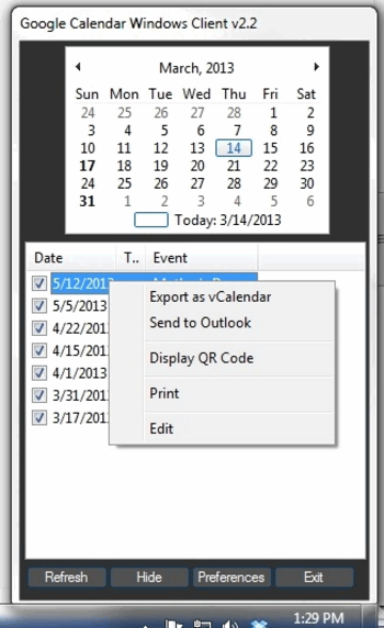 Google Calendar Client for Windows screenshot